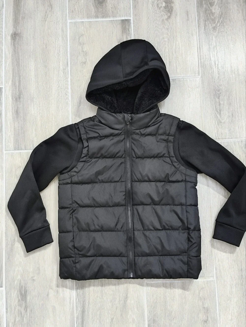 Old Navy Black Quilted Hooded Jacket